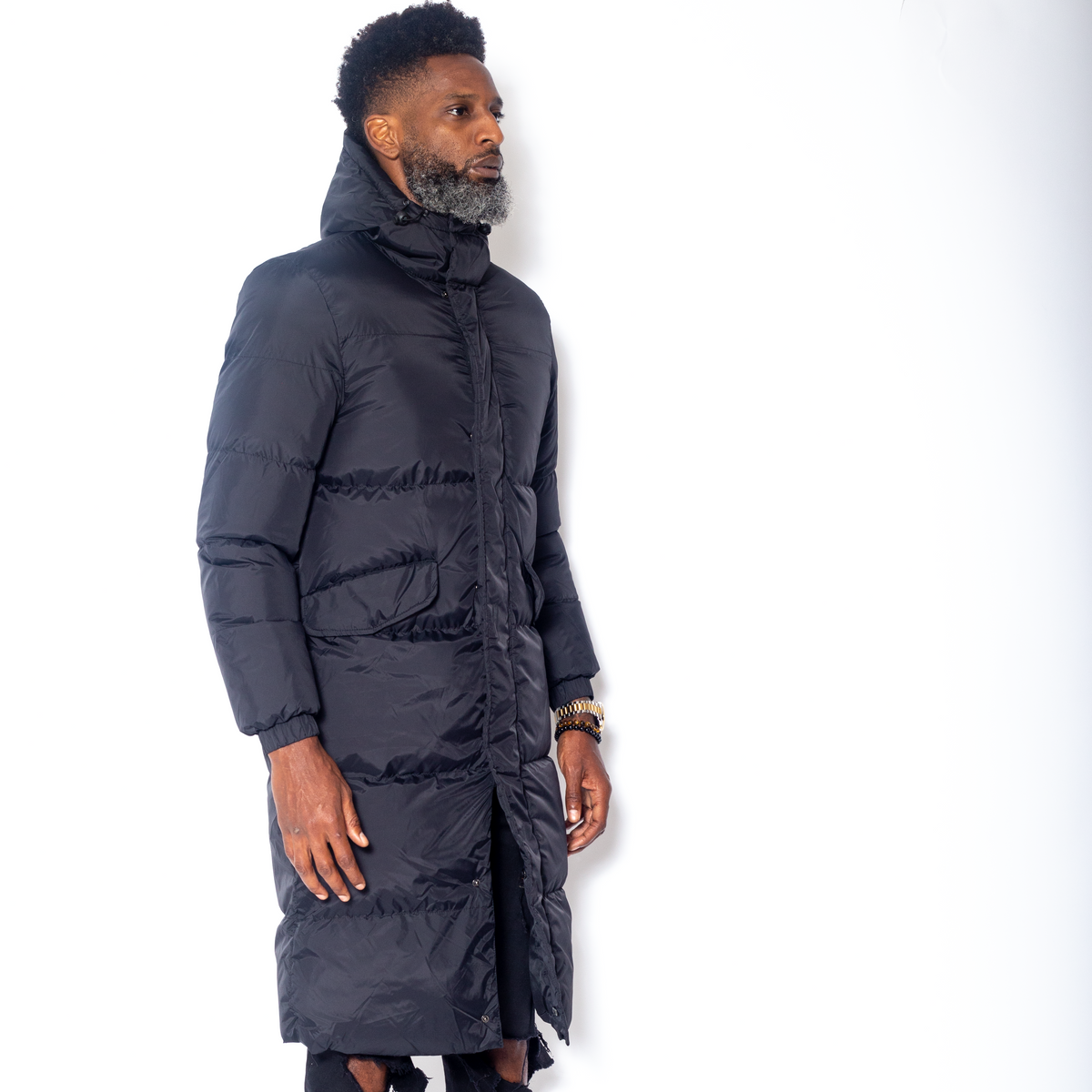 Men’s Long Black Puffer Jacket