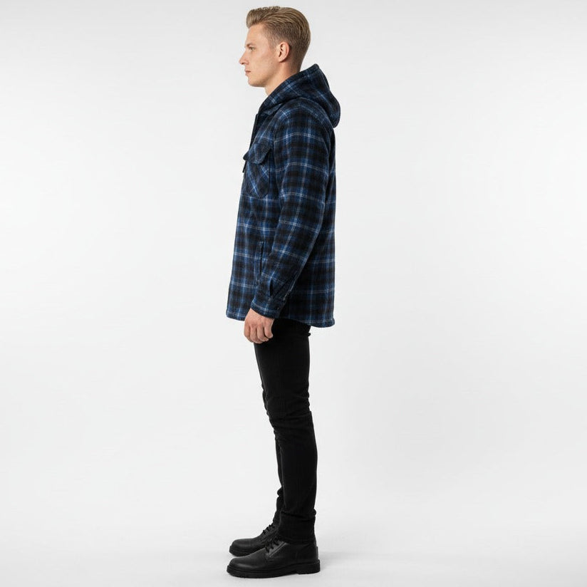 Men’s Hooded Plaid Fleece Overshirt