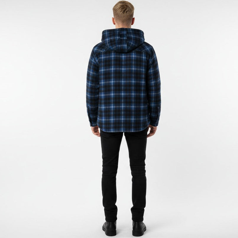 Men’s Hooded Plaid Fleece Overshirt