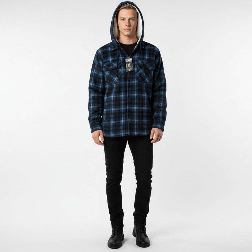 Men’s Hooded Plaid Fleece Overshirt