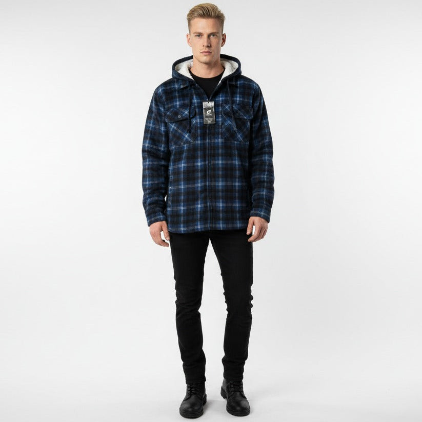 Men’s Hooded Plaid Fleece Overshirt