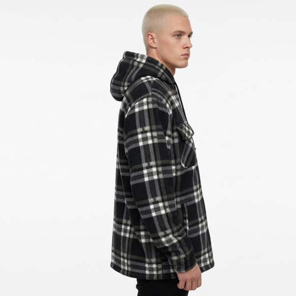 Men’s Hooded Plaid Fleece Overshirt